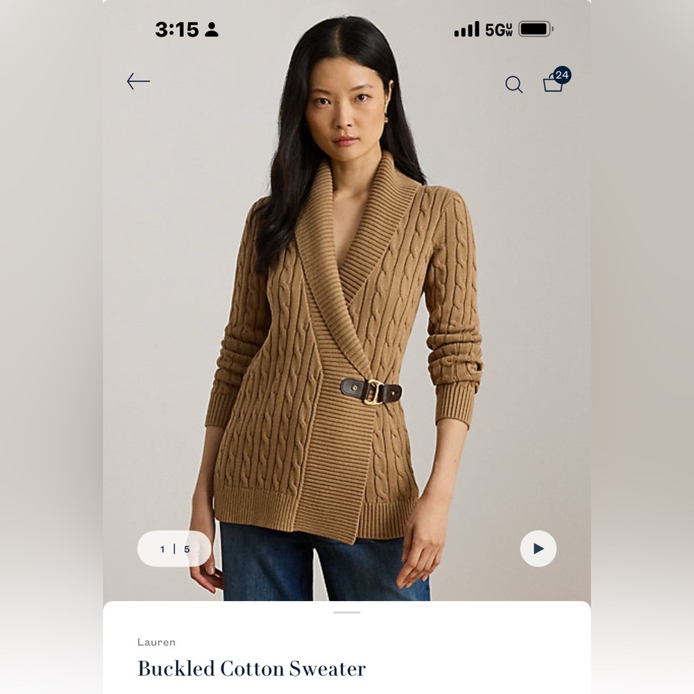 Lauren Ralph Lauren Chocolate Cable Knit Sweater - Picture 3 of 4